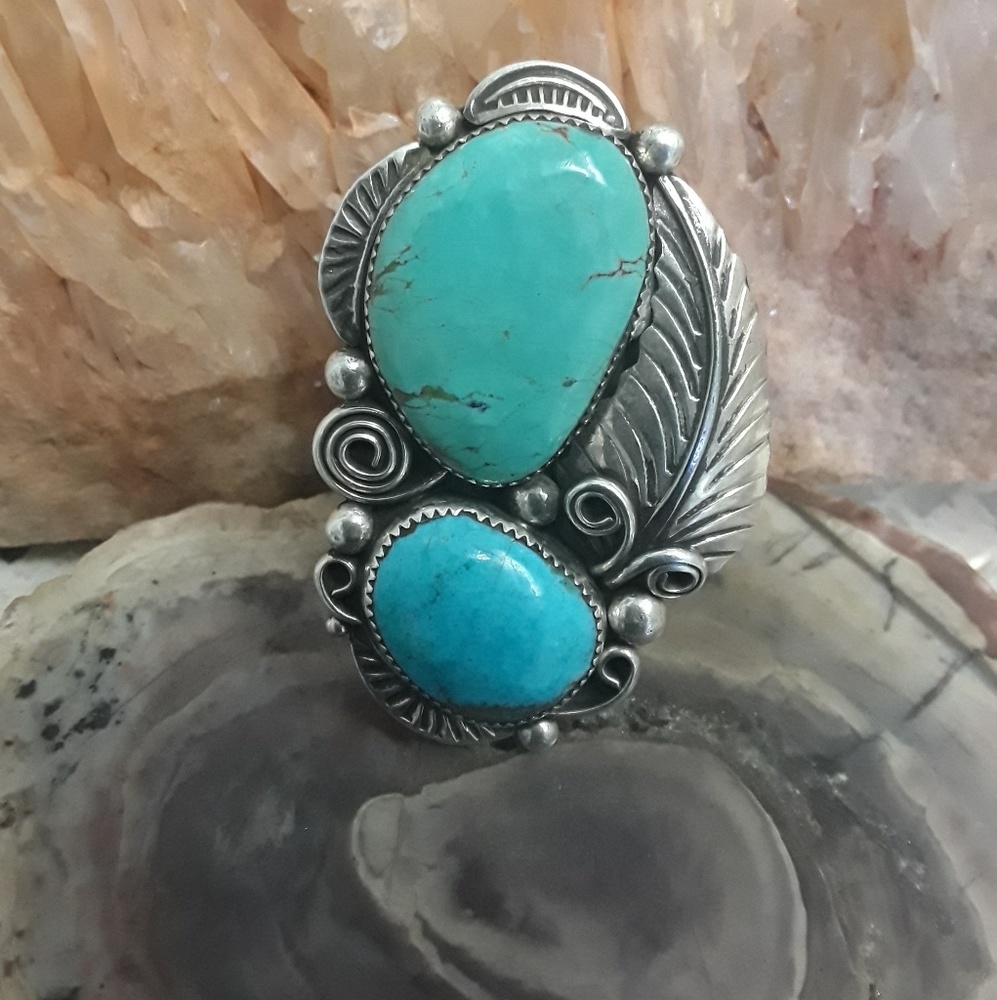 Vtg Sterling Navajo Turquoise Ring
